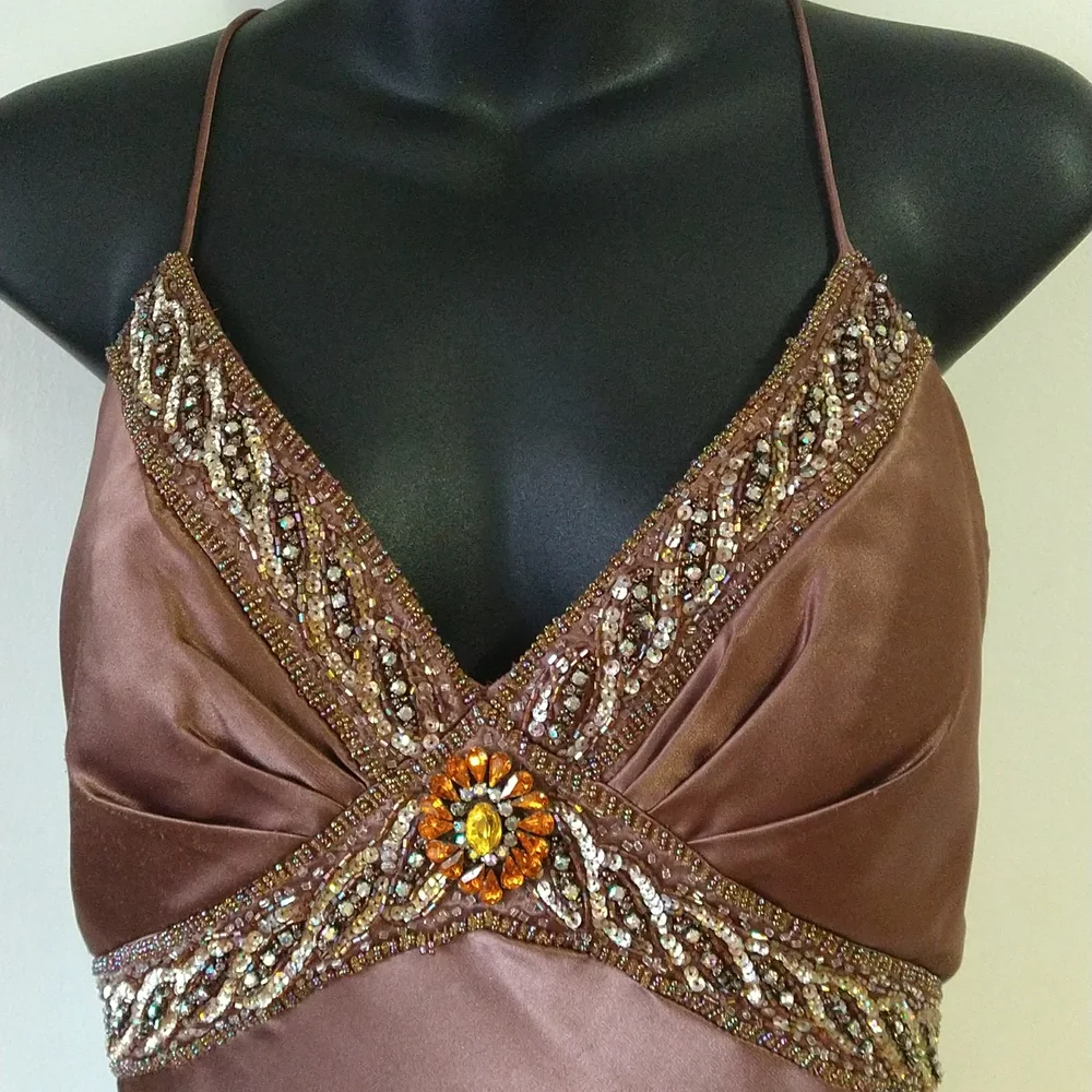 Jasz Couture Beaded Spaghetti Strap Evening Gown Prom Dress
